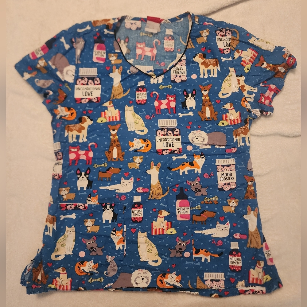 Blue Animal Print Scrub Top Dickies